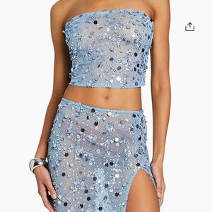 Retrofete blue mirage midi skirt